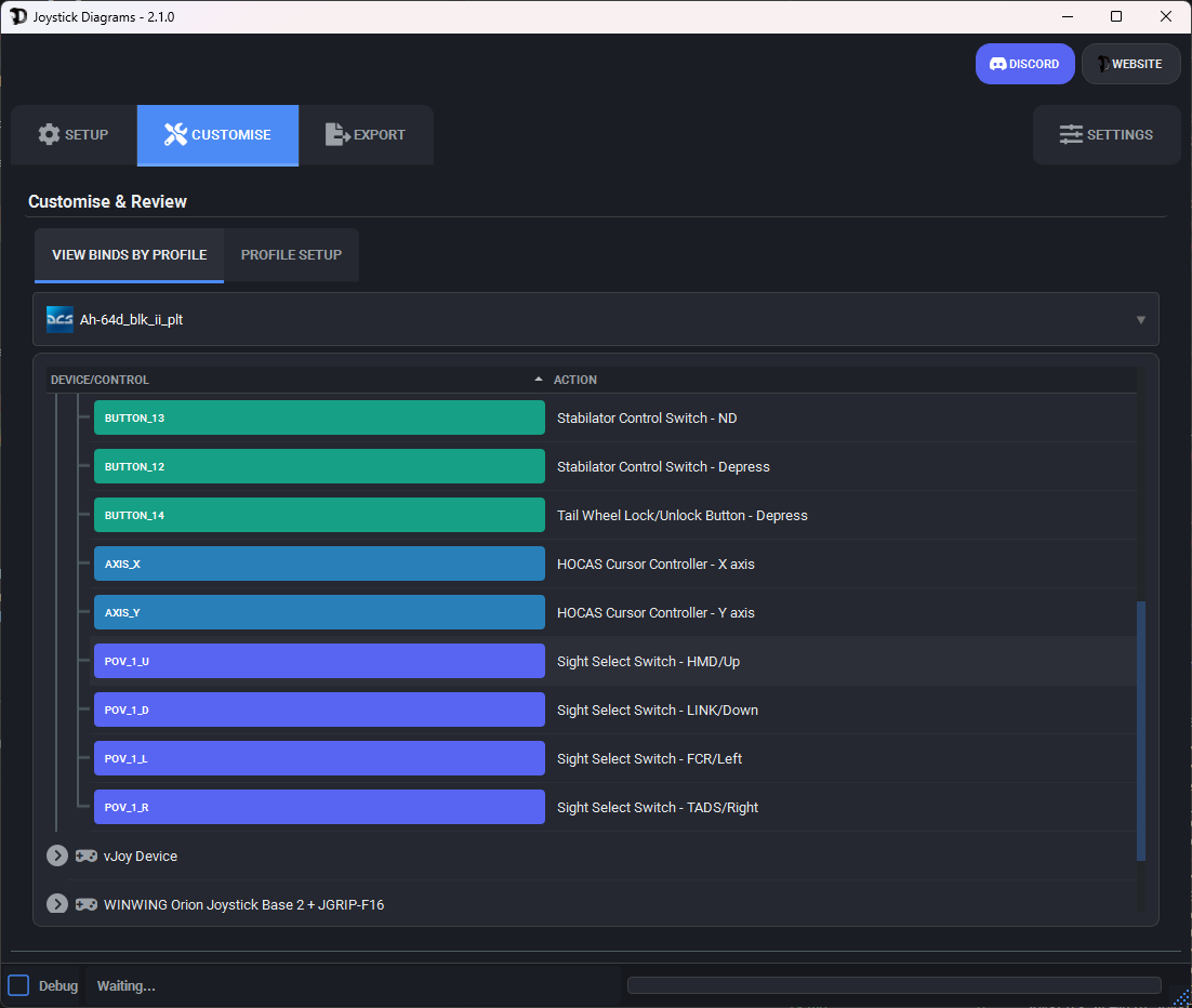Browse binds in Joystick Diagrams